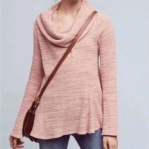 Anthropologie Postmark Womens Size Sm Maurisa Waffle knit Pink Cowl Neck Sweater